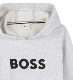 Børn BOSS Hættetrøjer></noscript>Hættetrøje - Gråmeleret m. Logo