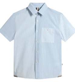 Børn BOSS Konfirmationstøj>Skjorte - Hvid/Lyseblåstribet m. Navy