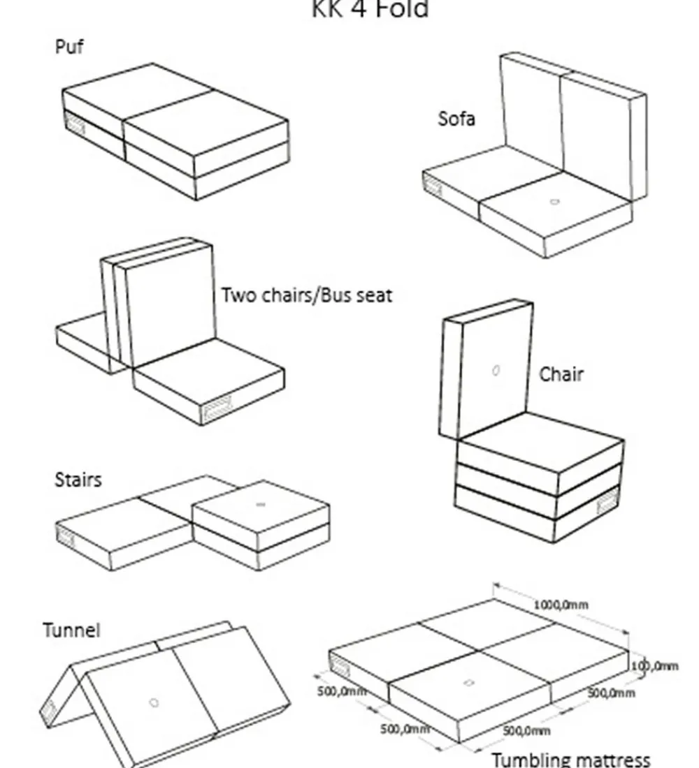 by KlipKlap Madrasser>Foldemadras - 4 Fold - 100x100 cm - Dark Blue/Black