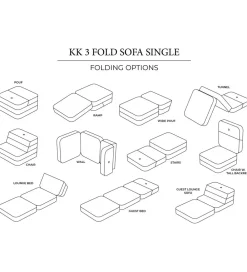 by KlipKlap Sofaer|Foldesofa - 3 Fold Single - 70 cm - Blue Grey/Grey