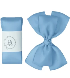 By Stær Hårbånd>Dåbsbånd m. Sløjfe - Satin - Double Bow - Lyseblå