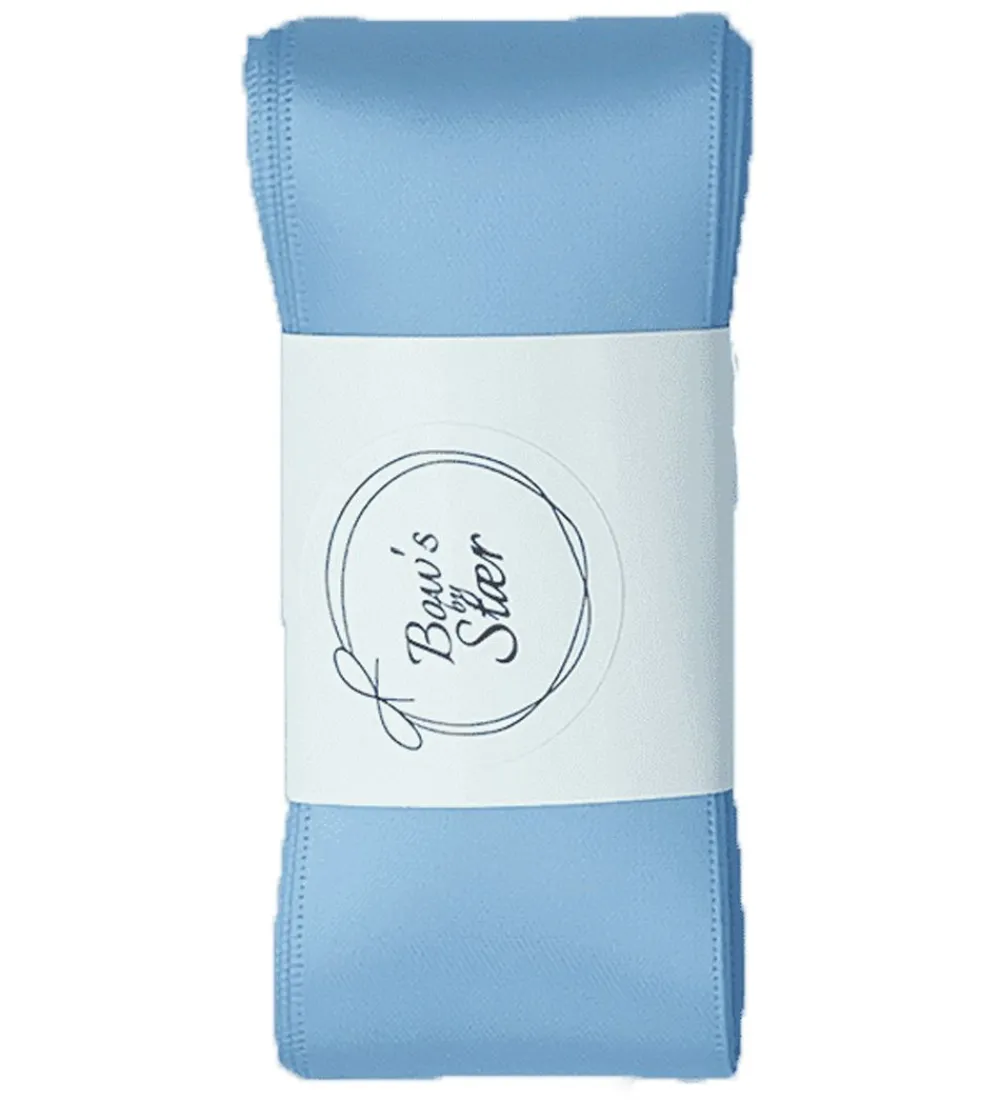 By Stær Hårbånd>Dåbsbånd m. Sløjfe - Satin - Double Bow - Lyseblå