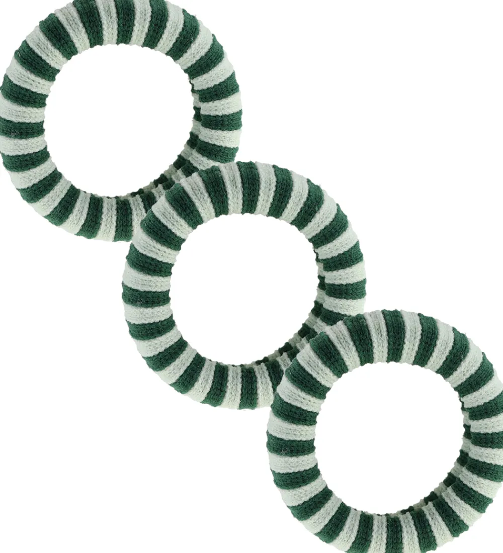 By Stær Hårelastikker|Hårelastik - 3-pak - Ea - Flaskegrøn/Salvie Stribet