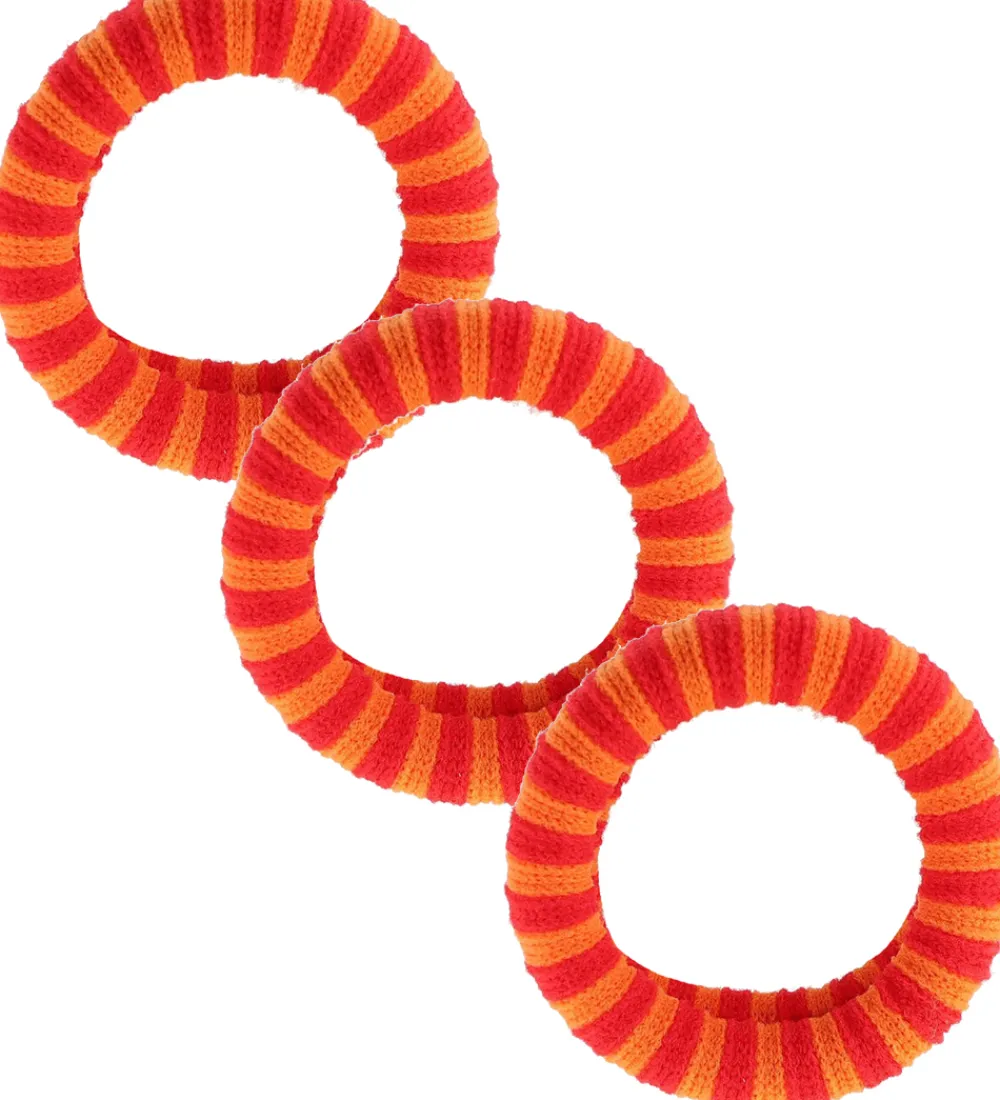 By Stær Hårelastikker>Hårelastik - 3-pak - Ea - Orange/Rød Stribet