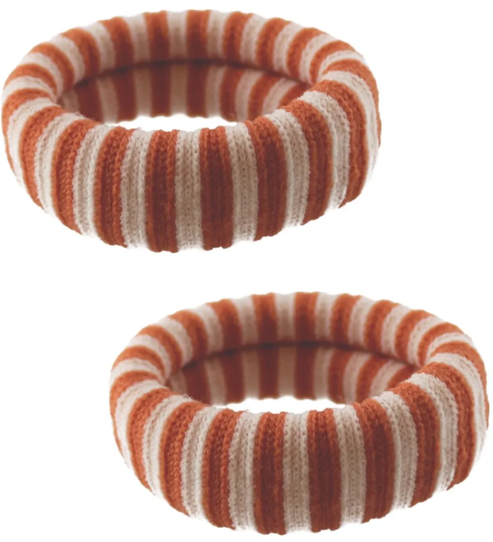 By Stær Hårelastikker>Hårelastikker - 3-pak - Ea - Stribet Brændt Orange/Råh