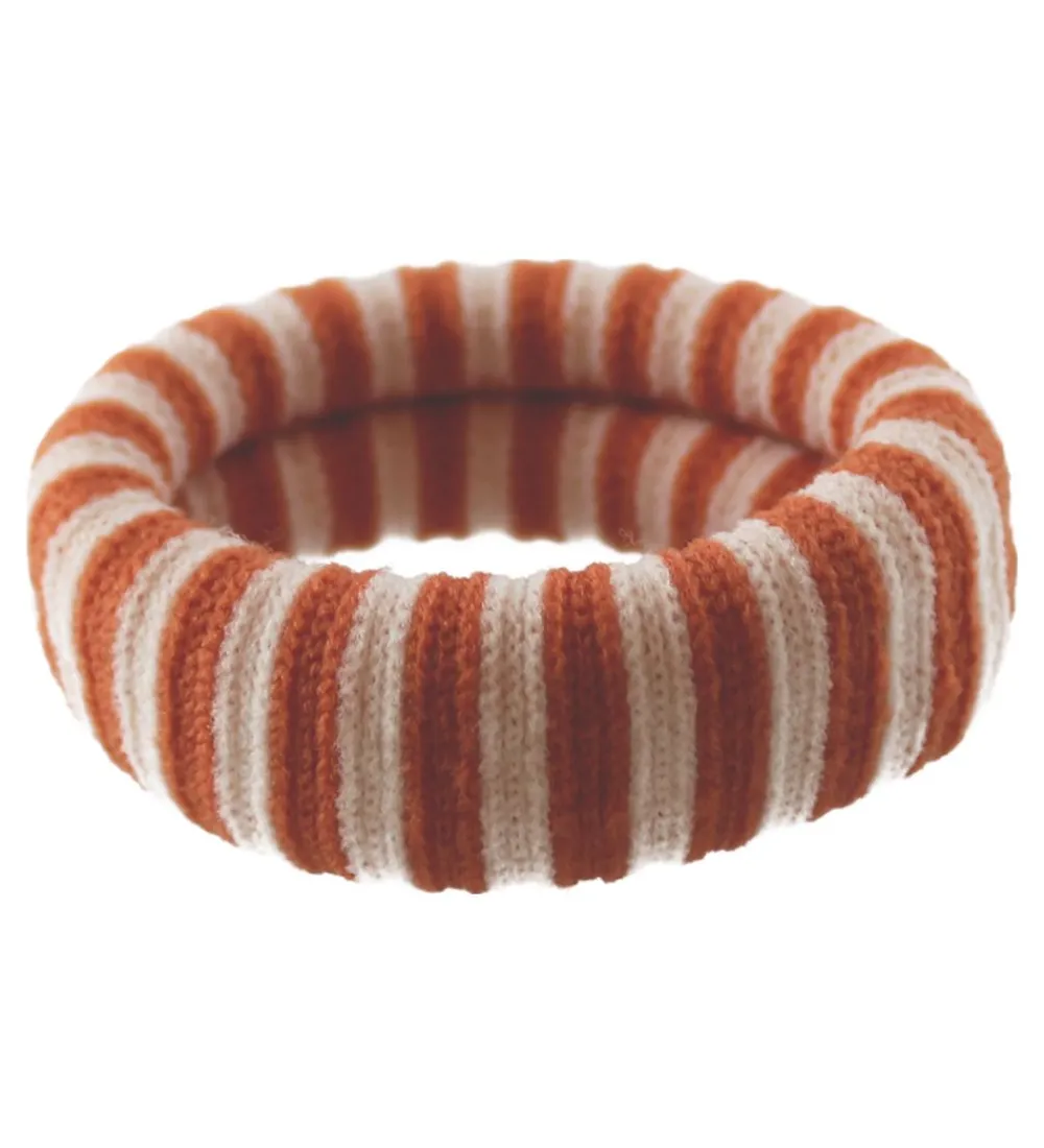 By Stær Hårelastikker>Hårelastikker - 3-pak - Ea - Stribet Brændt Orange/Råh