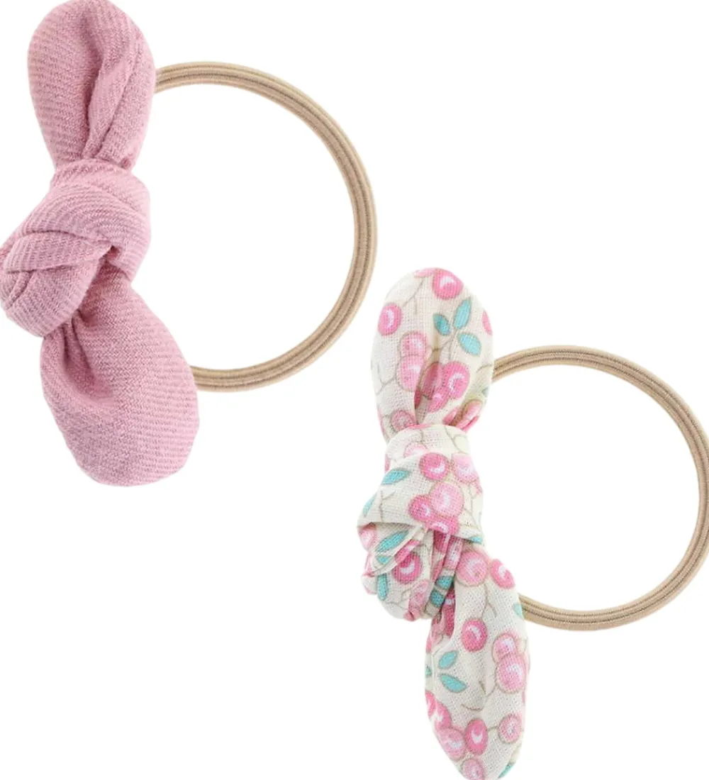 By Stær Hårpynt|Hårelastikker>Hårelastikker m. Sløjfe - Leise - 2-pak - Rose Mix