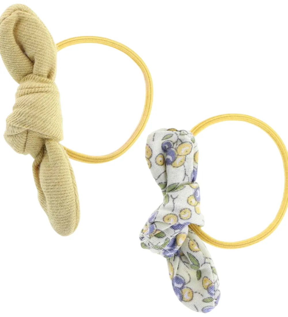 By Stær Hårpynt|Hårelastikker|Hårelastikker m. Sløjfe - Leise - 2-pak - Gul Mix