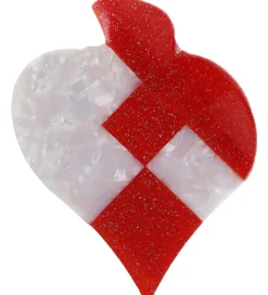 By Stær Hårspænder|Hårpynt|Hårklemme - Julehjerte - 9x5 cm - Hvid/Rød