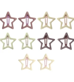 By Stær Hårspænder|Hårpynt>Hårspænder - 10-pak - Snap - Stjerne - Brun Mix