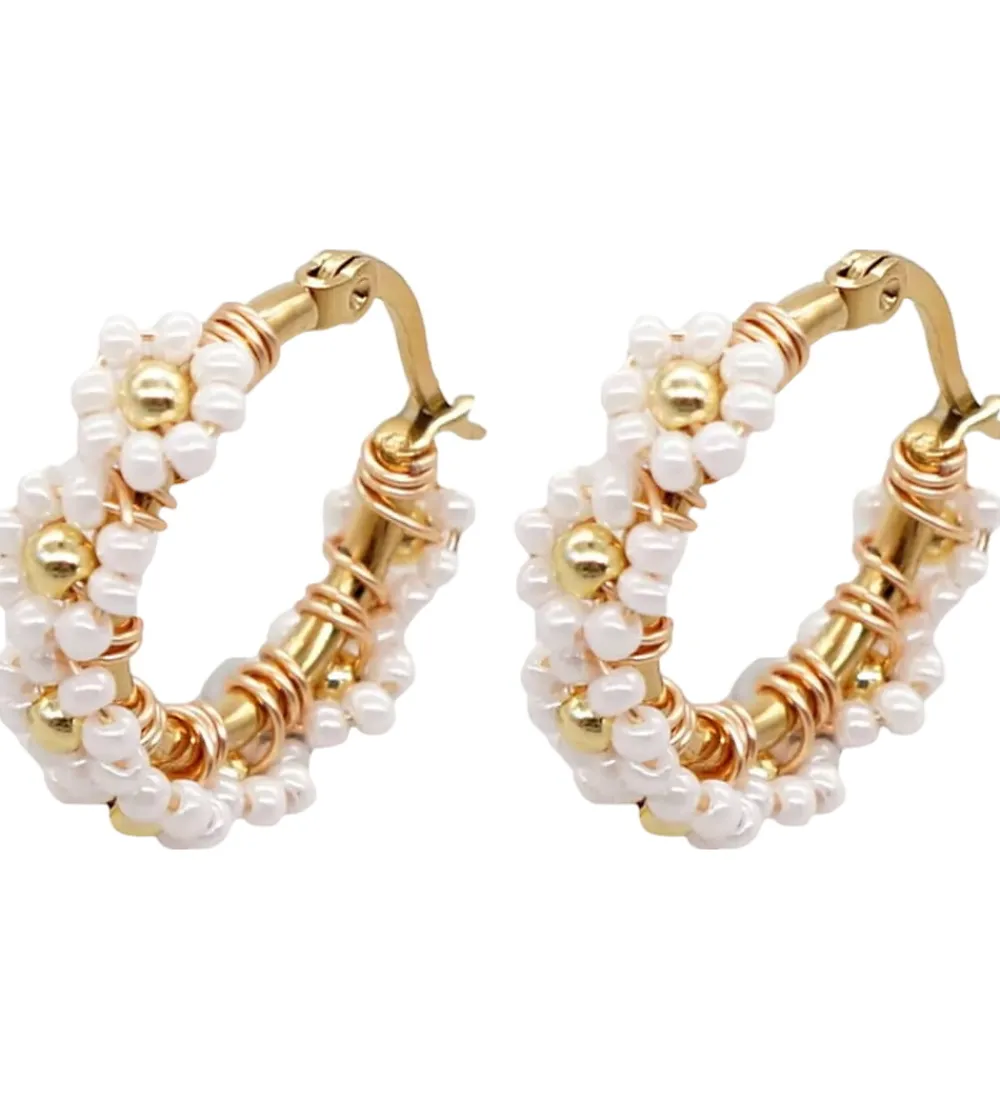 By Stær Smykker>Øreringe - Marrit - Forgyldt/Hvid