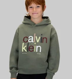 Børn Calvin Klein Hættetrøjer></noscript>Hættetrøje - Color Logo - Thyme Green