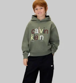 Børn Calvin Klein Hættetrøjer></noscript>Hættetrøje - Color Logo - Thyme Green