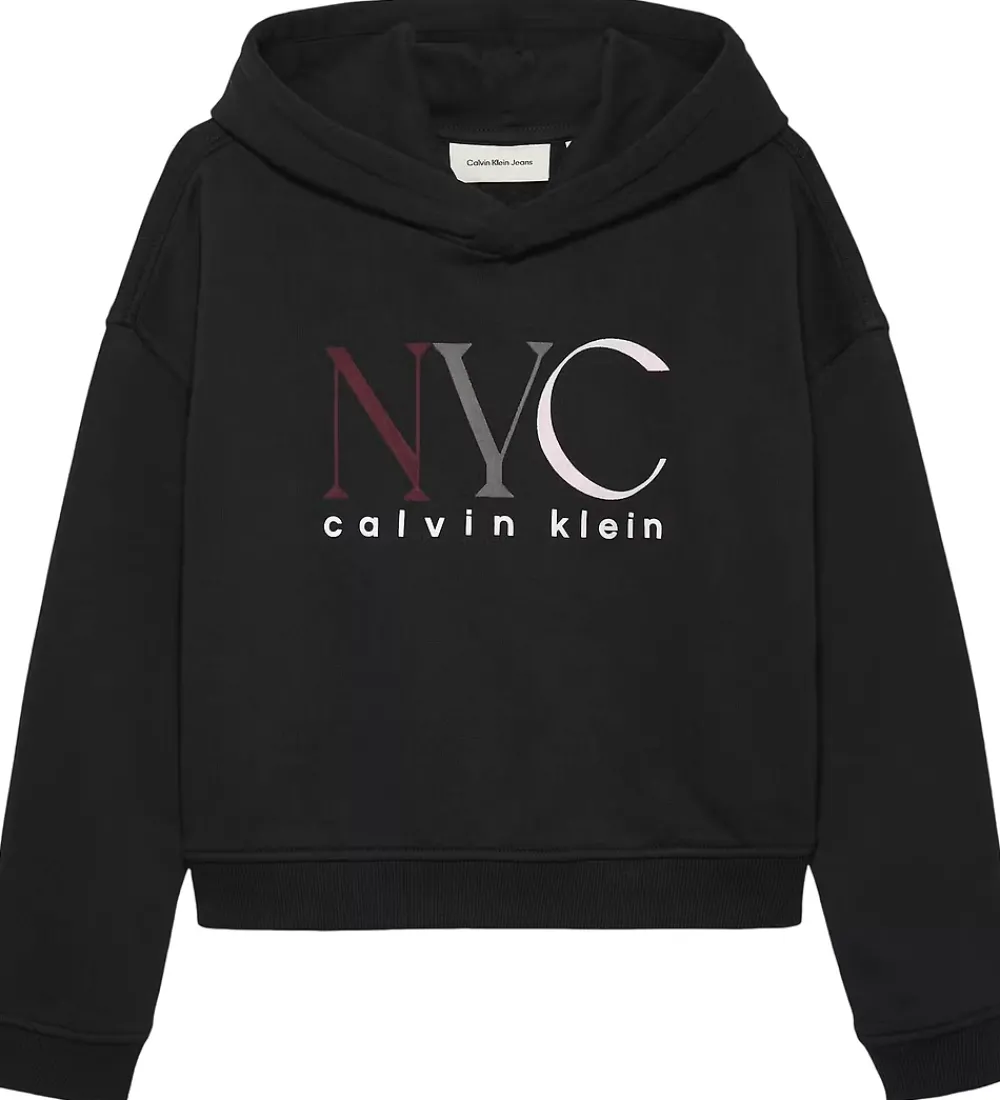 Børn Calvin Klein Hættetrøjer>Hættetrøje - Cropped - NYC Graphic - CK Black