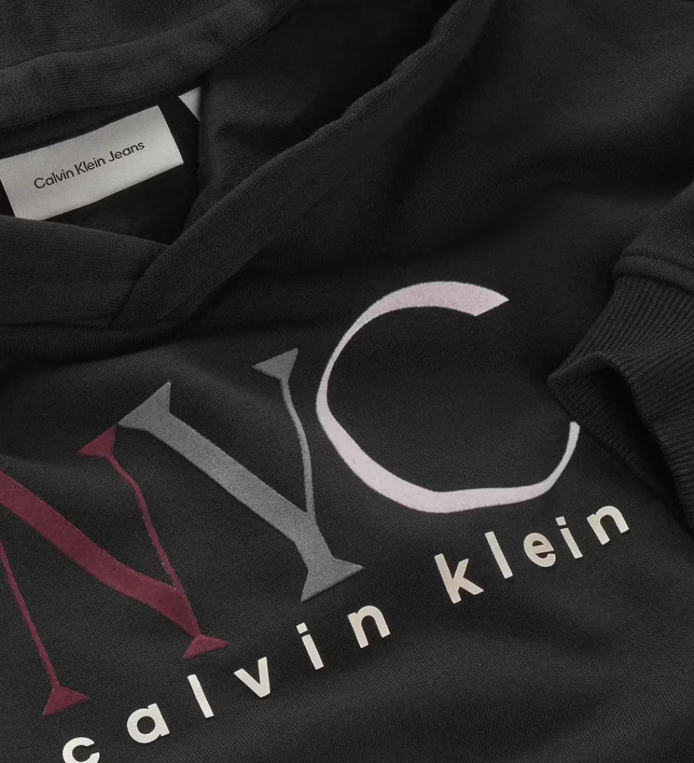 Børn Calvin Klein Hættetrøjer>Hættetrøje - Cropped - NYC Graphic - CK Black