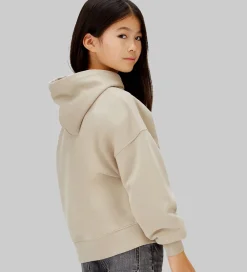 Børn Calvin Klein Hættetrøjer|Hættetrøje - Velvet Monologo - Ancient Marble Grey