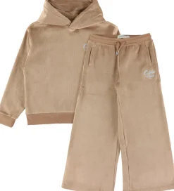 Børn Calvin Klein Hættetrøjer|Sæt - Hættetrøje/Bukser - Fløjl - Woodsmoke
