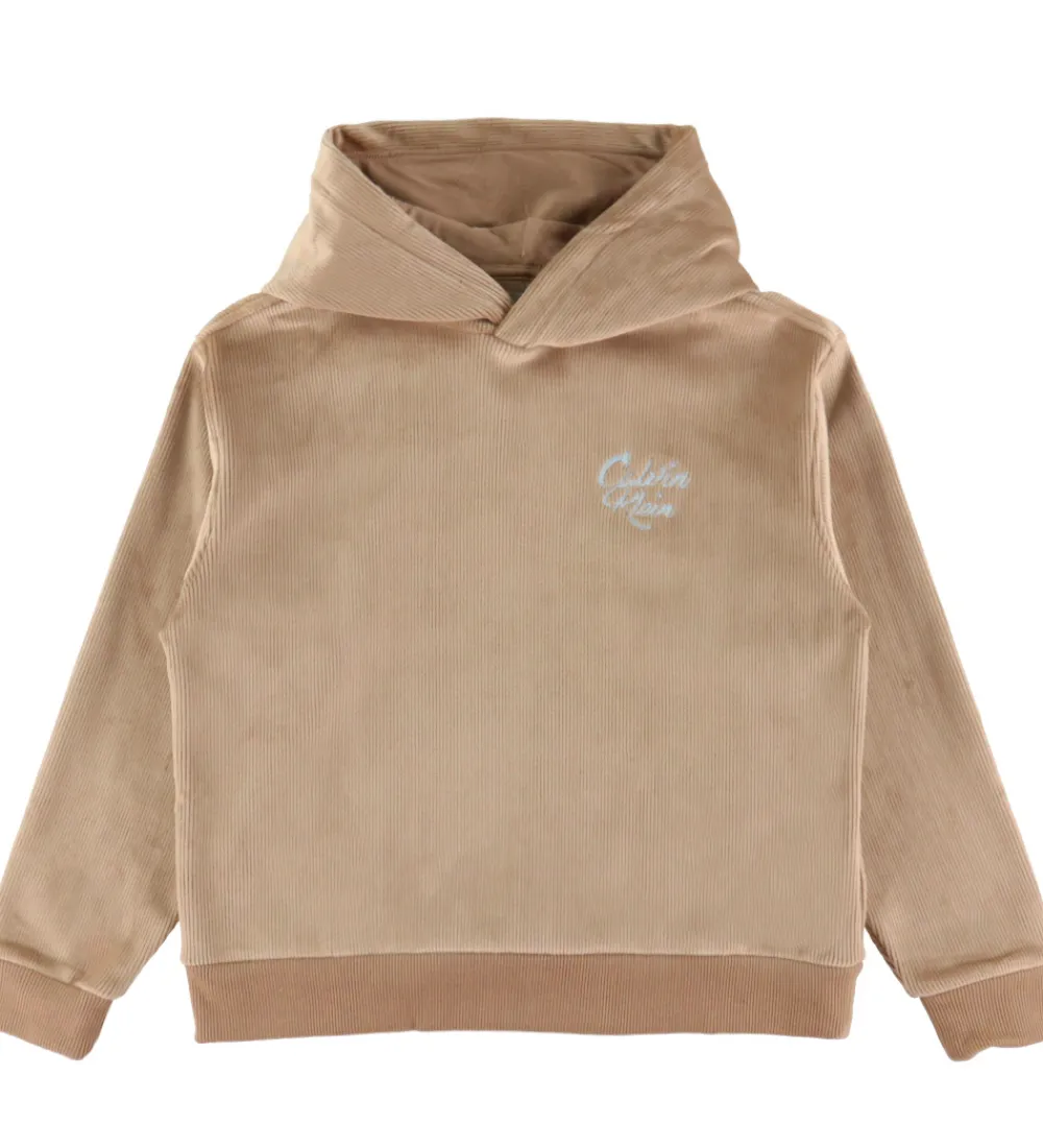 Børn Calvin Klein Hættetrøjer|Sæt - Hættetrøje/Bukser - Fløjl - Woodsmoke