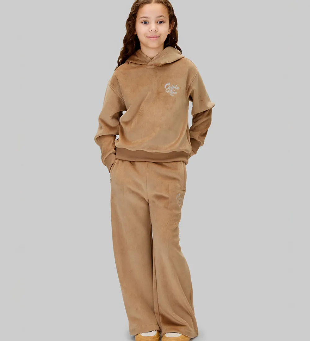 Børn Calvin Klein Hættetrøjer|Sæt - Hættetrøje/Bukser - Fløjl - Woodsmoke