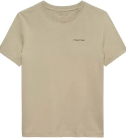 Børn Calvin Klein T-Shirts|T-shirt - Chest Inst. Logo - Ancient Marble Grey