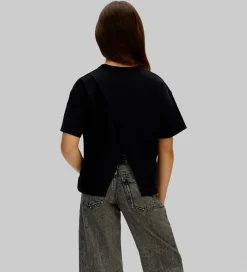 Børn Calvin Klein T-Shirts|T-shirt - Folded Logo Label - CKBlack