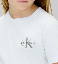 Børn Calvin Klein T-Shirts|T-shirt - Monologo - Bright White