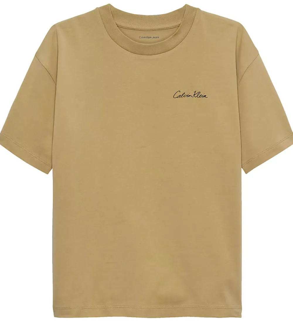 Børn Calvin Klein T-Shirts|T-shirt - Polaroid - Sandy Beige