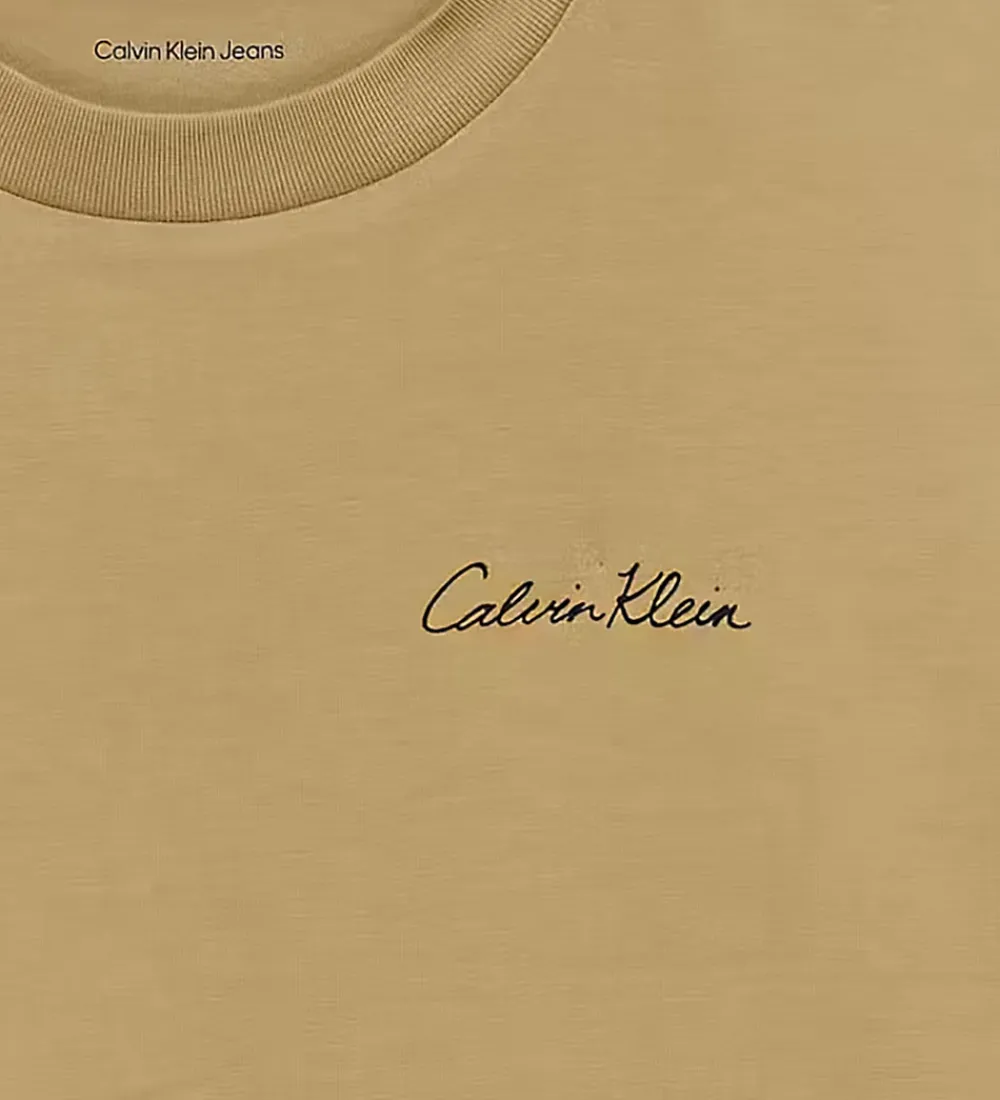 Børn Calvin Klein T-Shirts|T-shirt - Polaroid - Sandy Beige
