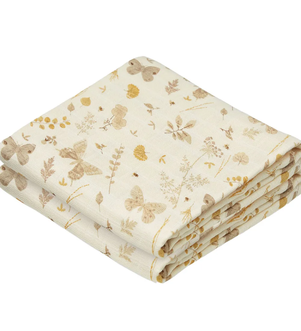 Cam Cam Babysvøb|Babysvøb - 120x120 cm - Beige m. Blade/Sommerfugle