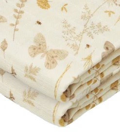 Cam Cam Babysvøb|Babysvøb - 120x120 cm - Beige m. Blade/Sommerfugle