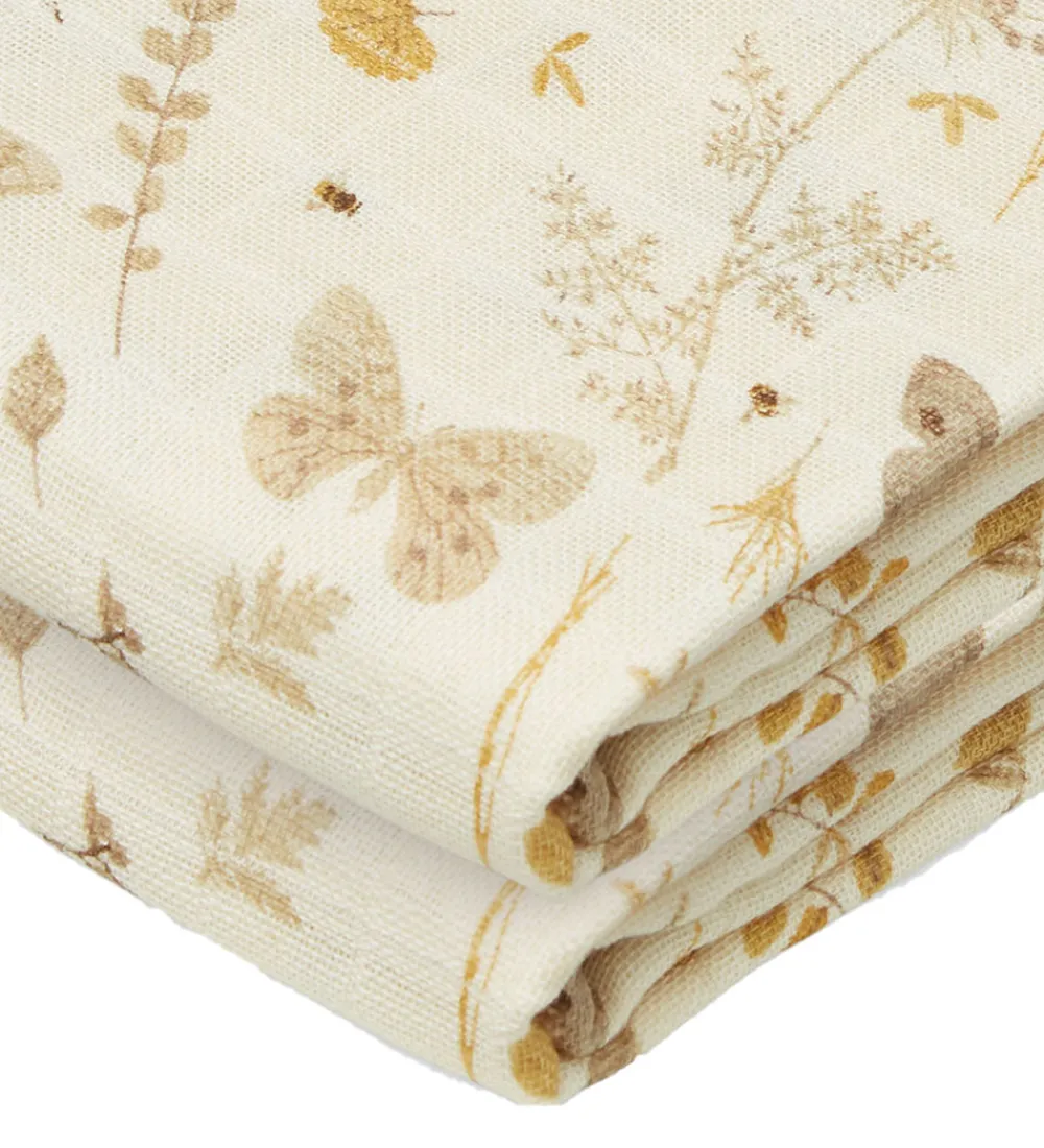 Cam Cam Babysvøb|Babysvøb - 120x120 cm - Beige m. Blade/Sommerfugle
