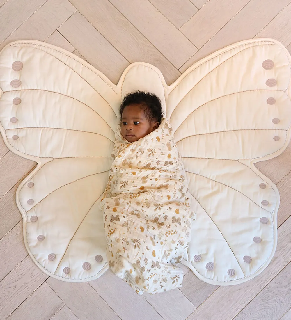 Cam Cam Babysvøb|Babysvøb - 120x120 cm - Beige m. Blade/Sommerfugle