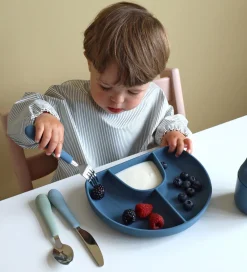 Cam Cam Tallerkener>Tallerken - Silikone - 3 Rum - Rainbow - Midnight Blue