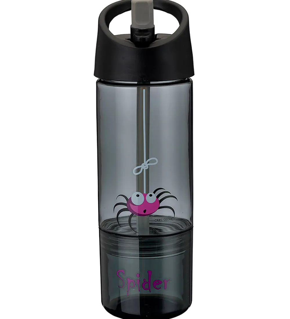 Carl Oscar Drikkedunke|Drikkedunke|Drikkedunk m. Sugerør - 2-i-1 - Grå m. Edderkop