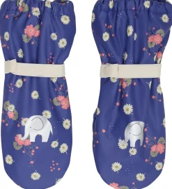 Børn CeLaVi Handsker Og Luffer>Luffer m. Fleece - PU - Skipper Blue m. Blomster
