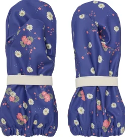 Børn CeLaVi Handsker Og Luffer>Luffer m. Fleece - PU - Skipper Blue m. Blomster