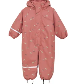 Børn CeLaVi Regntøj|Regndragt m. Fleece - PU - Brick Dust m. Print
