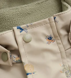 Børn CeLaVi Regntøj></noscript>Regndragt m. Fleece - PU - White Pepper m. Print