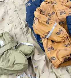 Børn CeLaVi Regntøj></noscript>Regndragt m. Fleece - PU - White Pepper m. Print