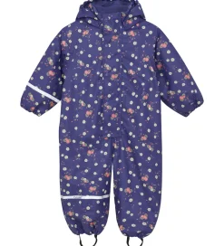 Børn CeLaVi Regntøj>Regndragt m. Fleece - PU - Skipper Blue m. Print