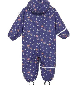 Børn CeLaVi Regntøj>Regndragt m. Fleece - PU - Skipper Blue m. Print