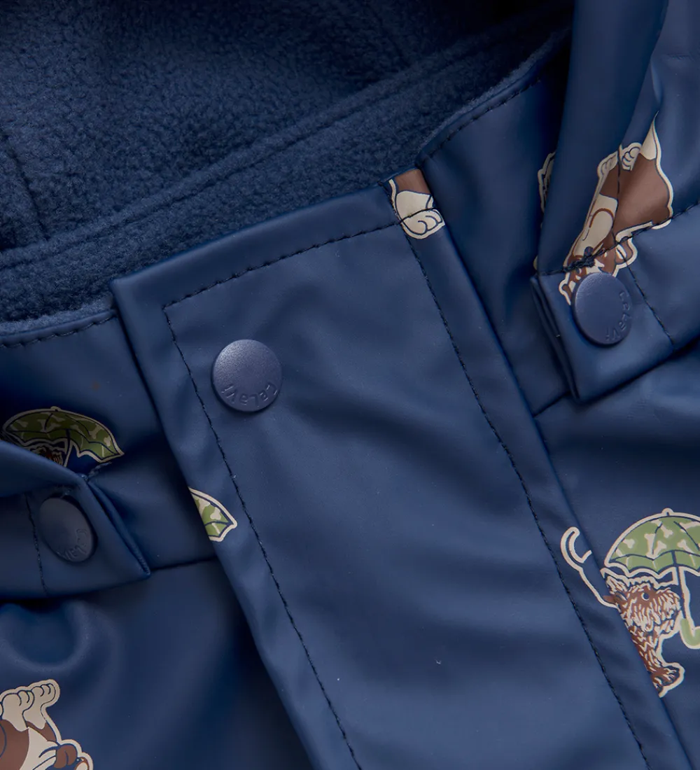 Børn CeLaVi Regntøj|Regntøj m. Seler/Fleece - Recycle PU - Oceania m. Print