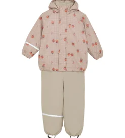 Børn CeLaVi Regntøj>Regntøj m. Seler/Fleece - Recycle PU - Nasturtium m. Prin