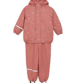 Børn CeLaVi Regntøj|Regntøj m. Seler/Fleece - Recycle PU - Brick Dust m. Prin