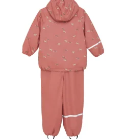 Børn CeLaVi Regntøj|Regntøj m. Seler/Fleece - Recycle PU - Brick Dust m. Prin