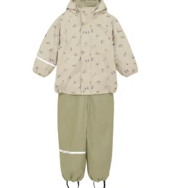 Børn CeLaVi Regntøj>Regntøj m. Seler/Fleece - Recycle PU - White Pepper m. Pr