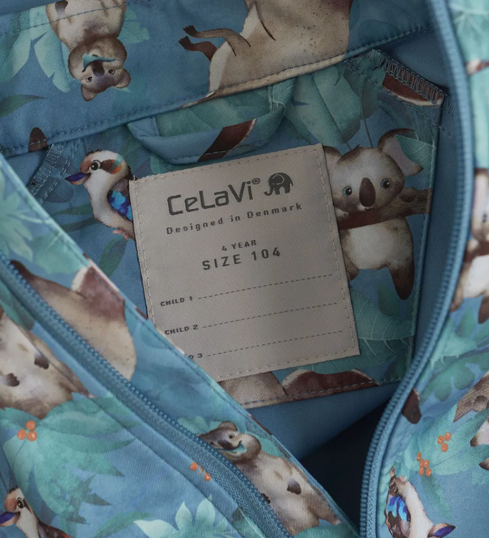 Børn CeLaVi Softshell|Softshelljakke - Blue Heaven m. Print