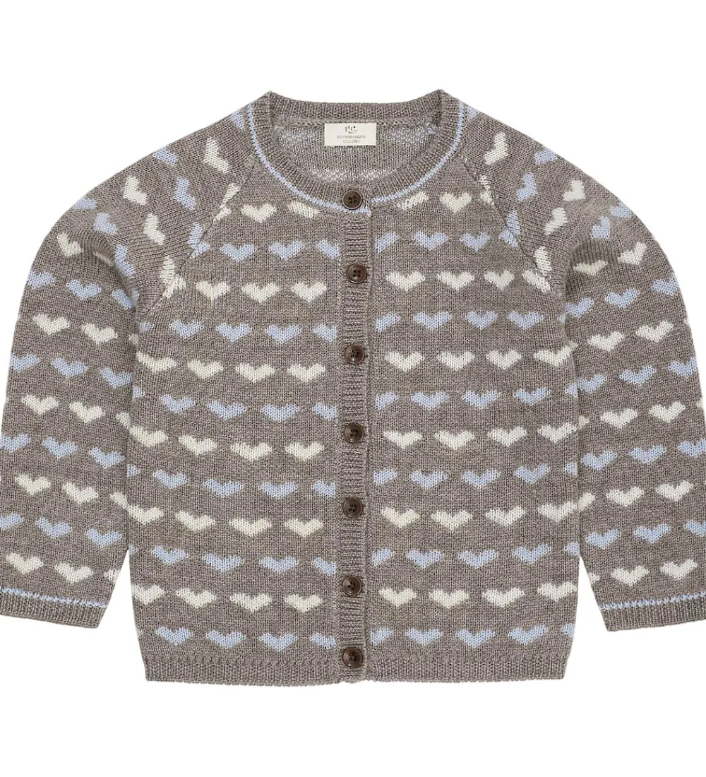 Børn Copenhagen Colors Cardigans|Cardigan - Strik - Naturalmel/Dusty Blue Comb