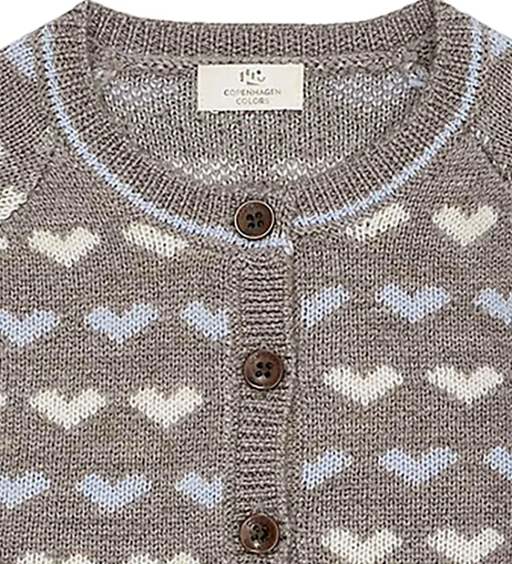 Børn Copenhagen Colors Cardigans|Cardigan - Strik - Naturalmel/Dusty Blue Comb