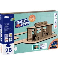 Crateit Trælegetøj|Kreasæt - Town - Træ - Tankstation - 28 Dele